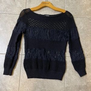 Bebe Black Lace Knit Sweater